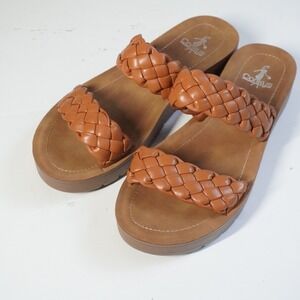 Corkys Wind it Up Brown Woven Braided Slip On‎ Slide Sandals Casual Comfort 9